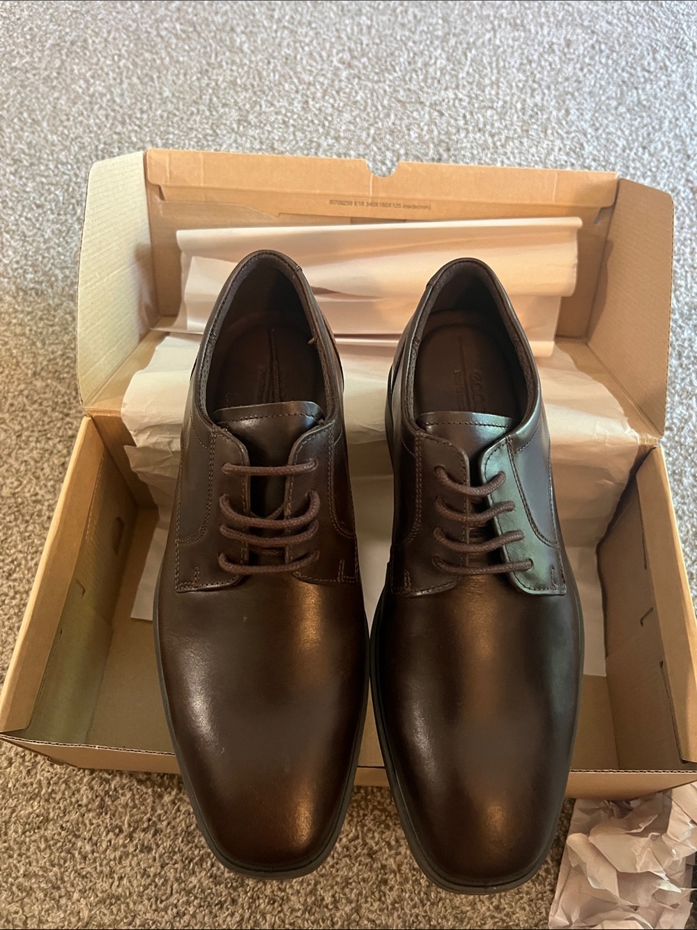 Ecco Men's Brown Leather Derby Dress Shoes